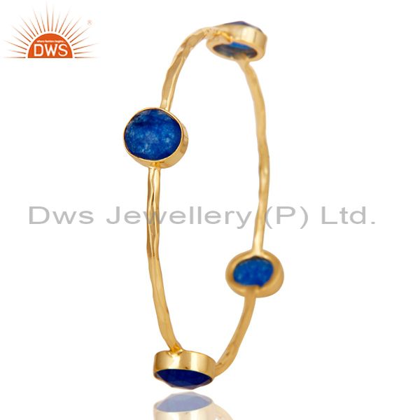 Supplier of 18k gold 925 silver natural blue aventurine gemstone stack bangle