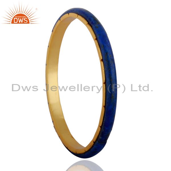 Supplier of 18k yellow gold plated lapis lazuli sleek bangle women jewelry