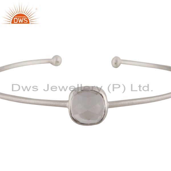 Supplier of Handmade 925 silver crystal quartz stackable torque bangle cuff
