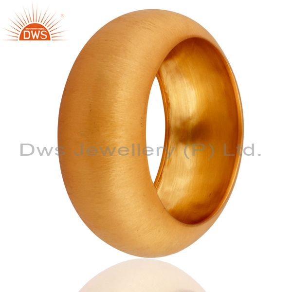 Supplier of Matte finish 24k yellow gold plated 925 silver wide bangle cuff