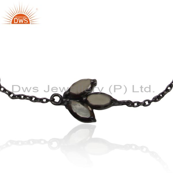 Exporter Pyrite Gemstone Black Rhodium Plated Sterling Silver Designer Bracelet for Women