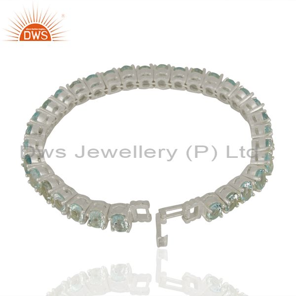 Exporter Blue Topaz Tennis 925 Sterling Silver Silver Plated Bracelet Gemstone Jewellery