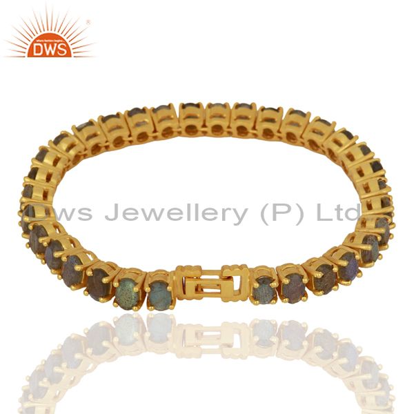 Exporter Labradorite 18K Gold Plated 925 Sterling Silver Bracelet Gemstone Jewelry