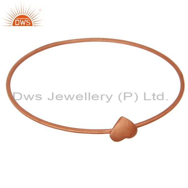 Supplier of 18k rose gold on sterling silver heart sign simple stacking bangle