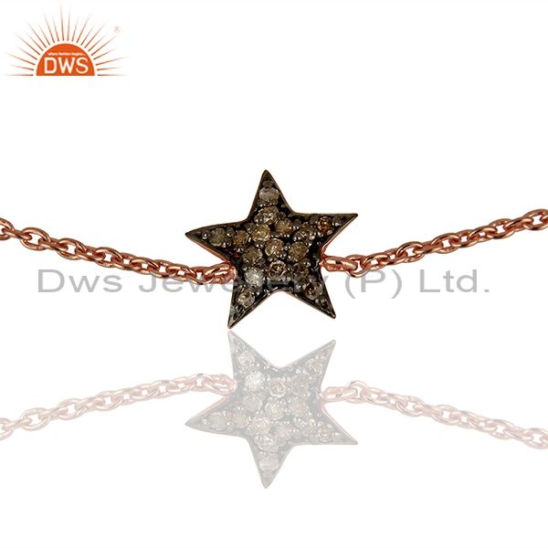 Exporter Star Design Pave Diamond Silver Chain Bracelet Jewelry Supplier