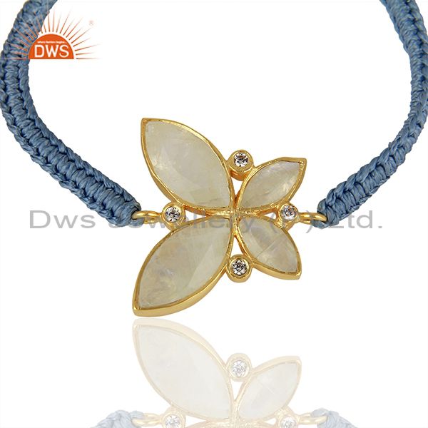 Exporter CZ Rainbow Moonstone Gold Plated Fashion Bracelet Jewelry Supplier