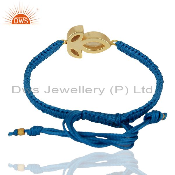 Exporter Leaf Design Rainbow Moonstone Brass Fashion Bracelet Girls Jewelry