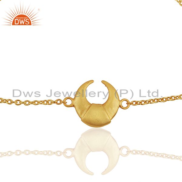 Exporter Moon Design Charm 92.5 Sterling Silver Gold Plated Chain And Link Bracelet