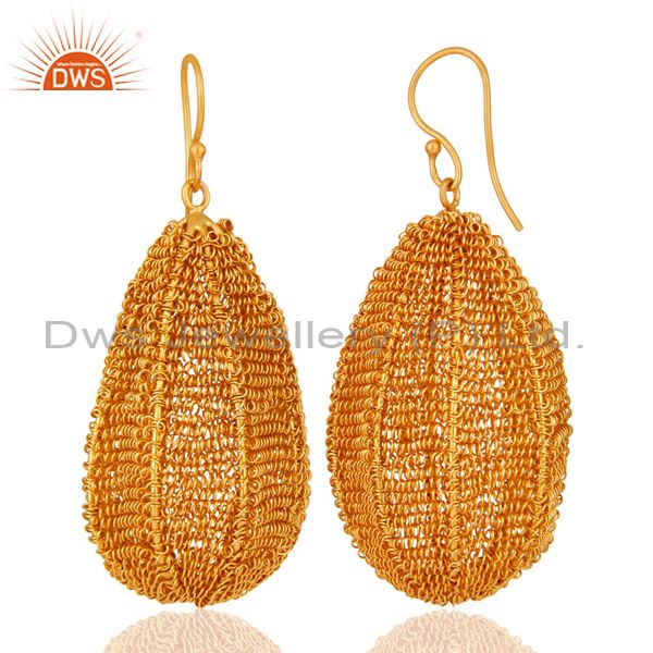 Exporter 18k Gold Plated 925 Sterling Silver Plain Wire Wrapped Earring Jewelry