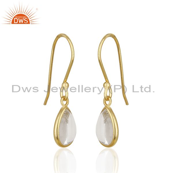 Exporter 14k Gold Plated 925 Silver Crystal Quartz Baby Girls Earrings Wholesale