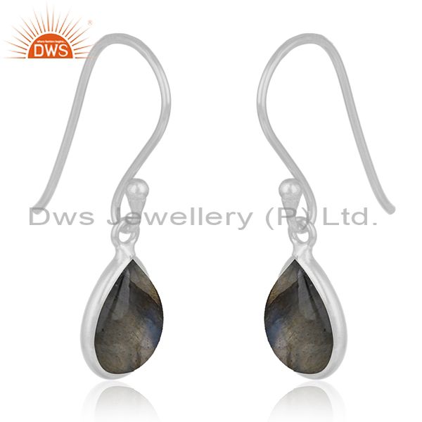 Exporter Natural Labradorite Gemstone 925 Sterling Silver Drop Earring Manufacturer