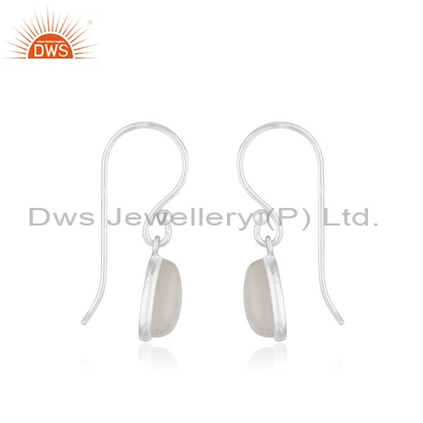Exporter Rainbow Moonstone Sterling Silver Simple Drop Earrings Manufacturer India