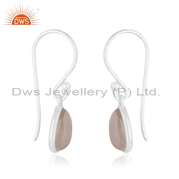 Exporter 925 Sterling Silver Rose Quartz Gemstone Baby Girls Earrings Manufacturer