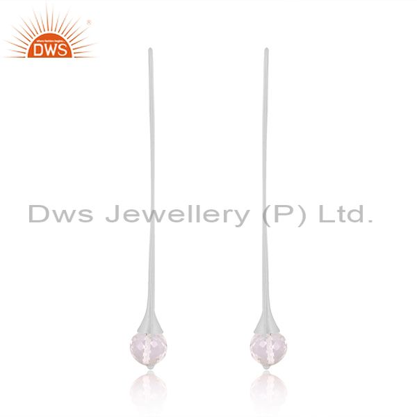 Sterling Silver Drop Earrings With Crystal Quartz Stone