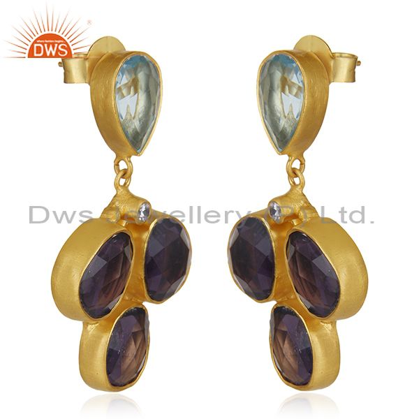 Exporter CZ and Hydro Stone Gold Plated Fashion Earrings Jewelry Manufacturer
