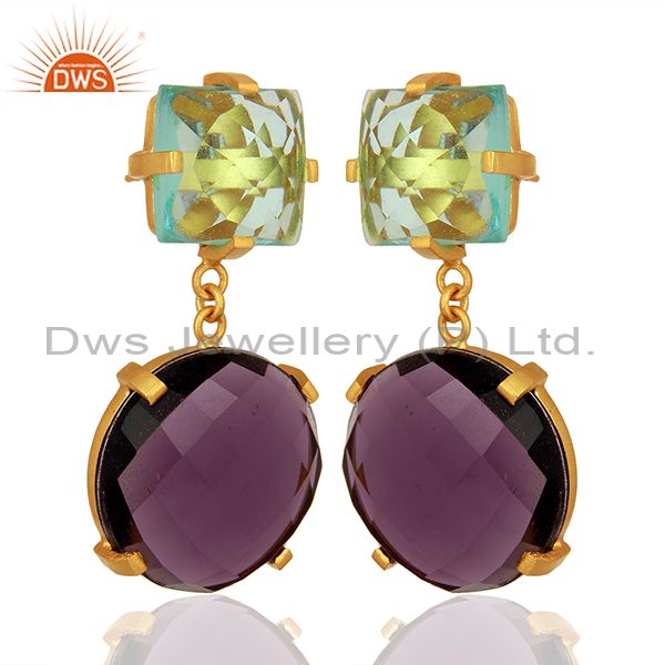 Exporter Hydro Amethyst Gemstone Designer Brass Fashion Earrings Supplier