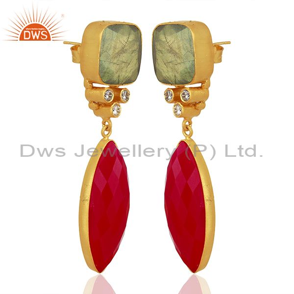 Exporter Zircon Labradorite Gemstone Gold Plated Fashion Earrings Supplier