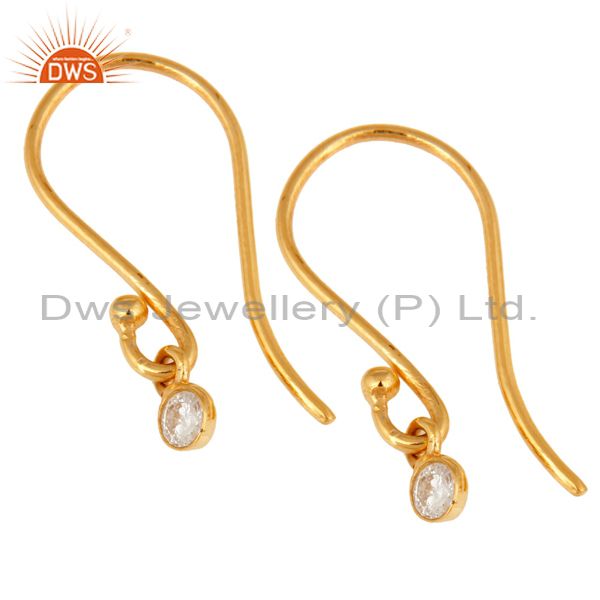 Exporter 18K Solid Yellow Gold Natural White Diamond Round Cut Dangle Earrings