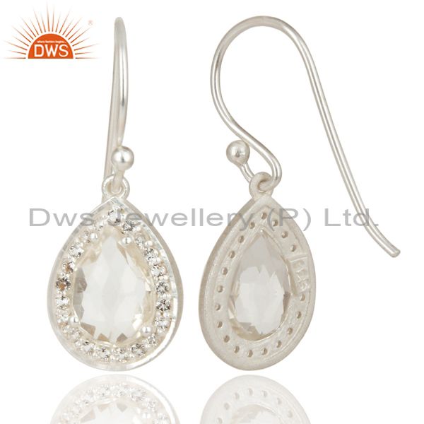Exporter Solid 925 Silver Crystal and Cz Gemstone Drop Earrings Manufacturer