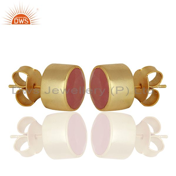 Exporter Gold Plated Aventurine Gemstone Gold Plated Stud Earrings Supplier