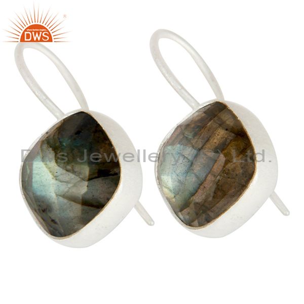 Exporter Handmade Sterling Silver Faceted Labradorite Gemstone Dangle Earrings