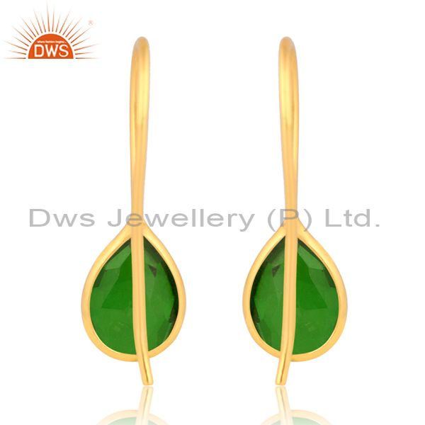 18K Gold Plated Chrome Diopside Sterling Silver Earring