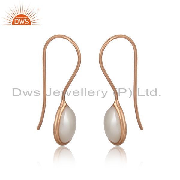 Handcrafted rose gold on silver 925 earrings with pearl drop
