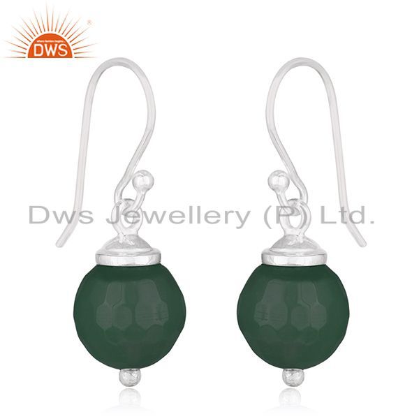 Exporter Green Onyx Gemstone Handmade 925 Silver Drop Earrings Wholesale Jewelry Supplier