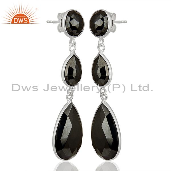 Exporter Black Hametite Gemstone Fine Sterling Silver Dangle Earrings Suppliers