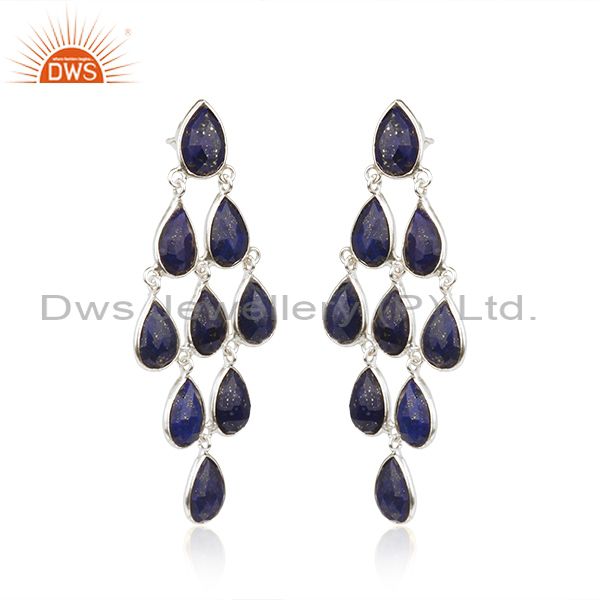 Exporter Handmade Fine Sterling Silver Lapis Lazuli Gemstone Earrings Supplier