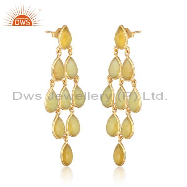 18k yellow gold on silver yellow chalcedony chandelier earring