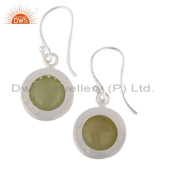 Exporter Solid 925 Sterling Silver Dyed Chalcedony & White Topaz Halo Drops Earrings
