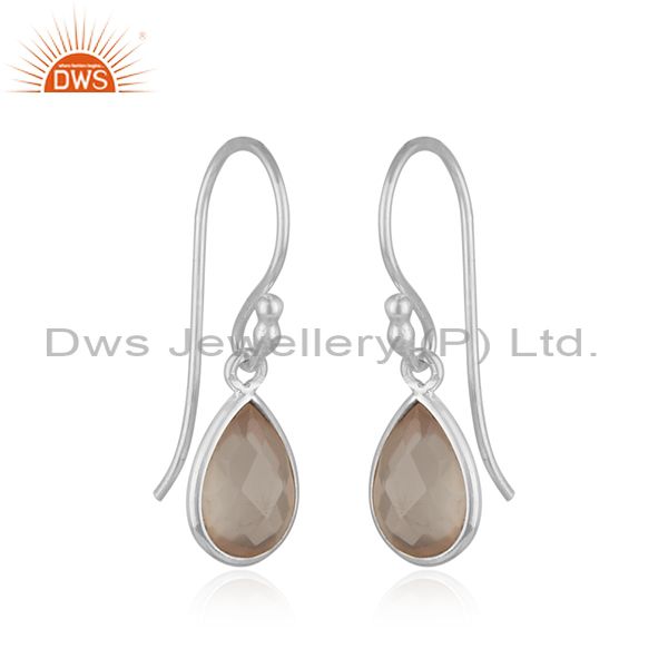Exporter Rose Quartz Gemstone Sterling Fine Silver Designer Earrings Jewelry