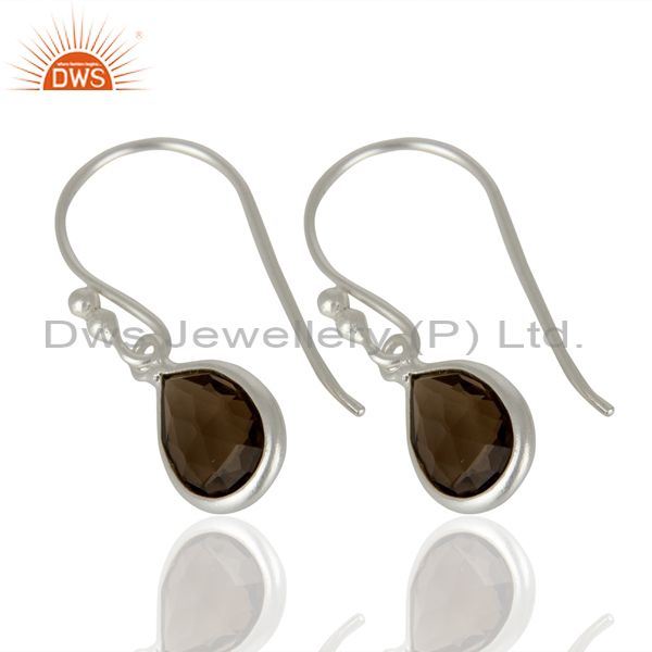 Exporter 925 Sterling Silver Smoky Quartz Gemstone Dangle Earrings