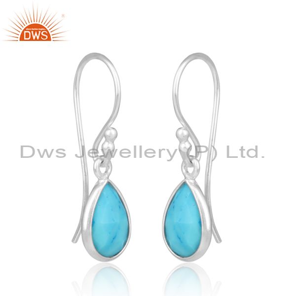 Turquoise Cultured Set Fine Silver Tear Drop Dangle Earring