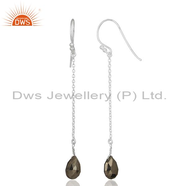 Exporter Hematite Gemstone 925 Silver Chain Earrings Jewelry Manufacturers