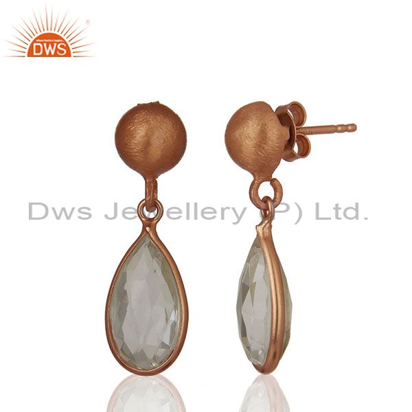 Exporter Handmade Rose Gold Plated 925 Silver Crystal Earring Jewelry Wholesale