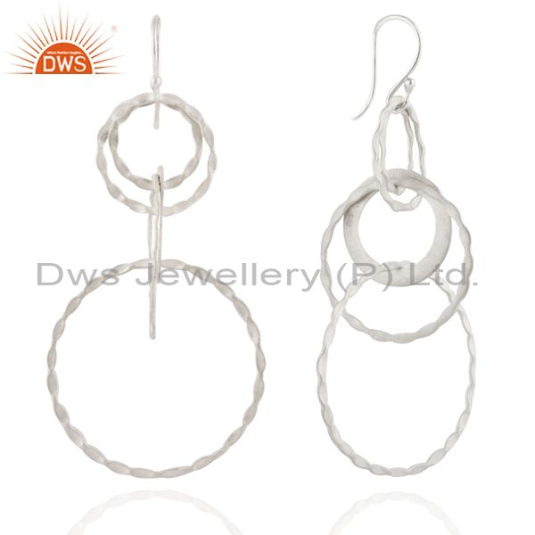 Wholesalers 925 Solid Sterling Silver Hammered Multi Circle Design Dangle Earrings
