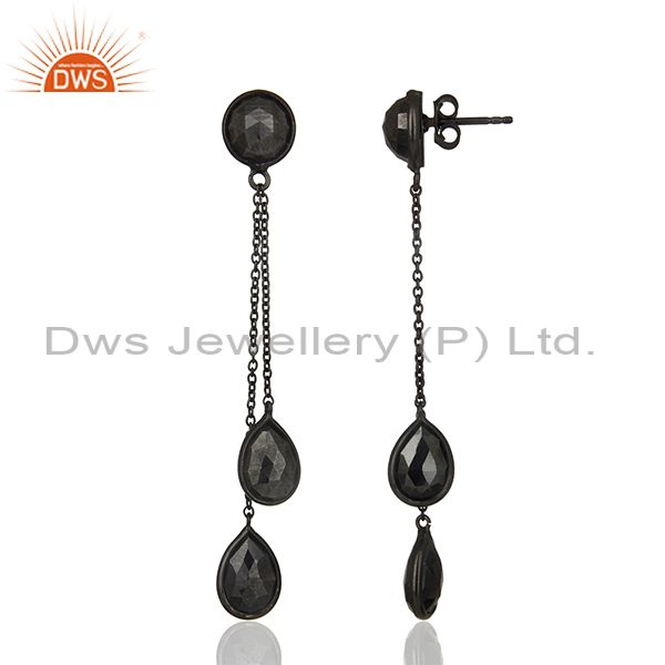 Exporter Hematite Gemstone 925 Black Silver Designer Earrings Manufacturers