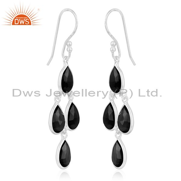 Exporter Black Onyx Gemstone 925 Sterling Fine Silver Earring Jewelry Manufacturer
