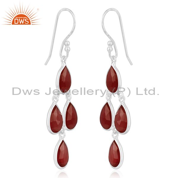 Exporter Red Onyx Gemstone Fine 925 Sterling Silver Earring Manufacturer of Jewelry