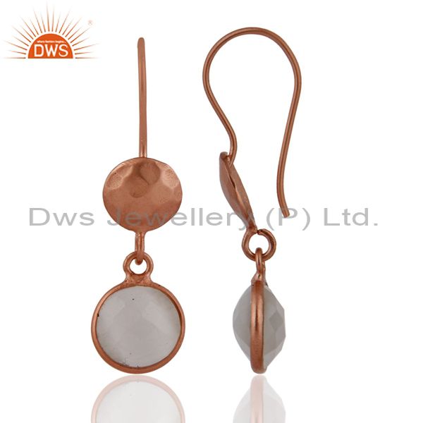 Suppliers 18K Rose Gold Plated Sterling Silver White Moonstone Dangle Earrings