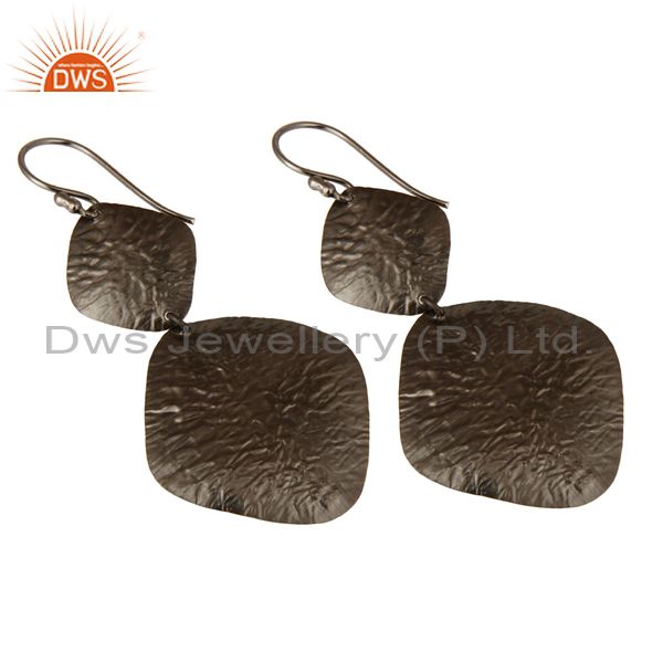 Wholesalers Black Rhodium Plated Sterling Silver Handmade Double-Drop Earrings Jewelry