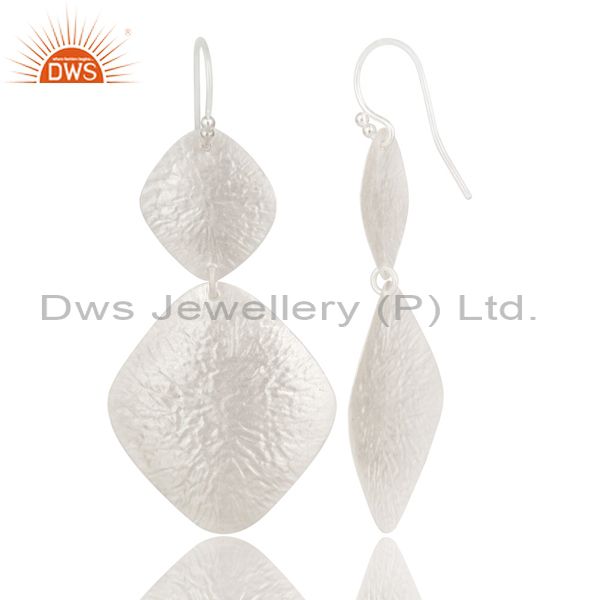 Suppliers Handcrafted Sterling Silver Hammered Foil Designer Drop Dangle Earrings