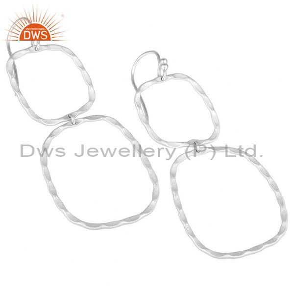 Wholesalers Solid Sterling Silver Hammered Open Double Circle Dangle Earrings