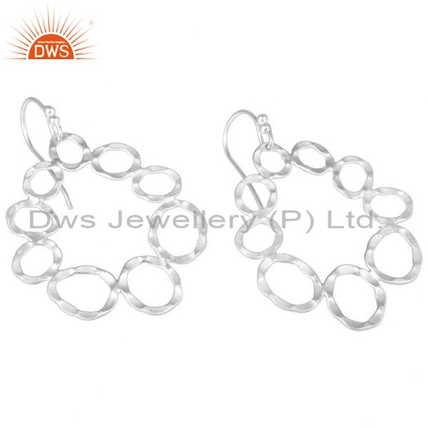Wholesalers Handmade Solid Sterling Silver Hammered Circle Dangle Earrings