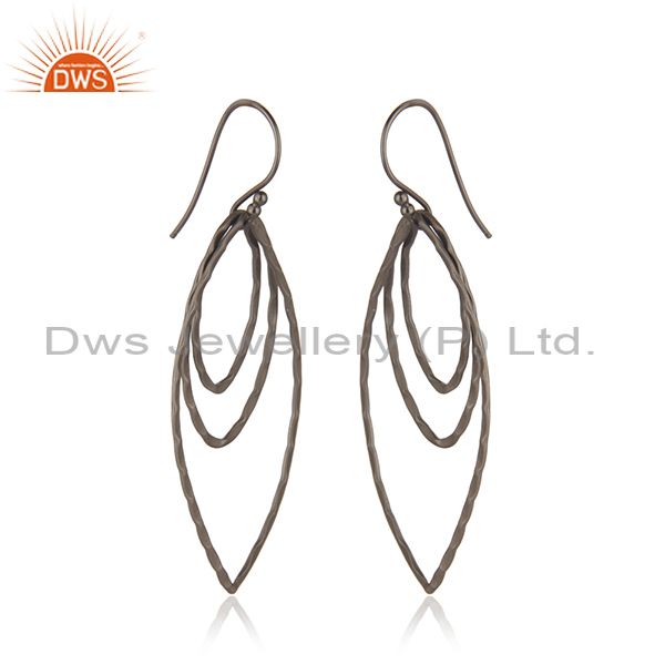 Exporter Handmade Sterling Silver Oxidized Brushed Finish Multi Circle Dangle Earrings