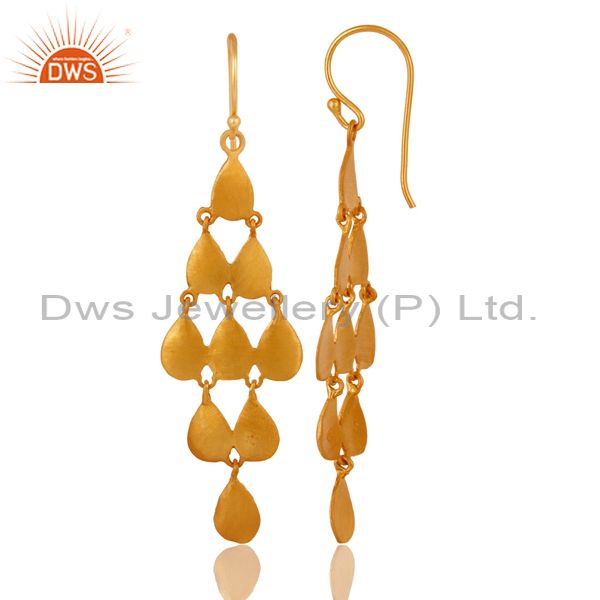Suppliers Handmade Sterling Silver Simple Designer Chandelier Earrings With Gold Plated