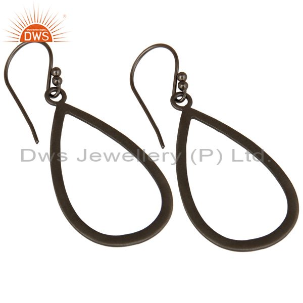 Wholesalers Black Oxidized 925 Sterling Silver Cutout Drop Earrings