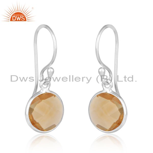 Handcrafted trendy silver 925 earrings with citrine